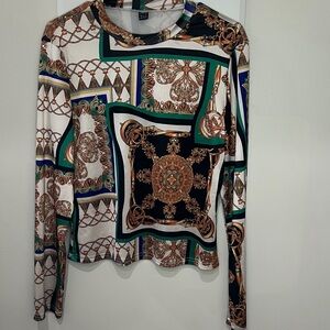 SHEIN Geometric Print Long Sleeve Top